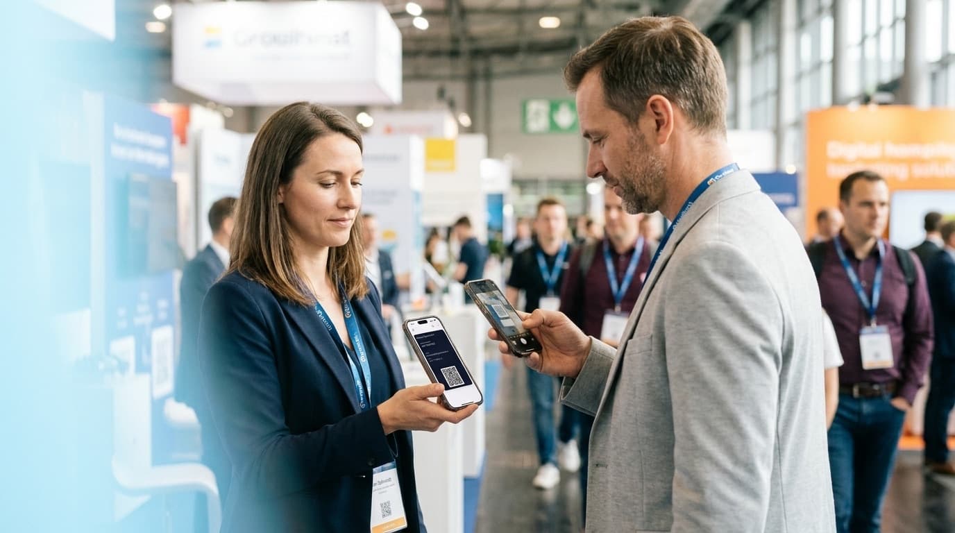 Digitale Visitenkarte mit QR-Code im Wallet auf einem Smartphone